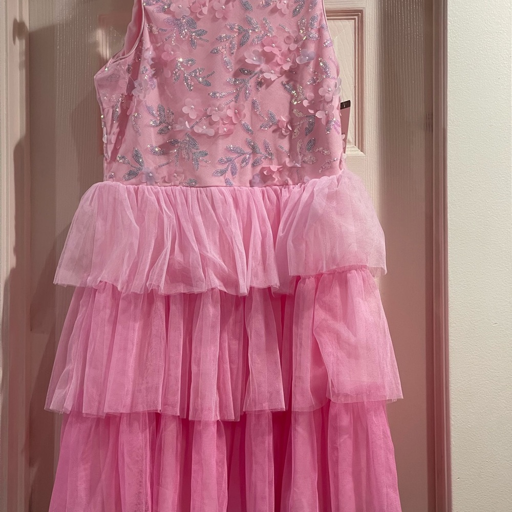 Rare Editions Pink Floral Tulle Dress